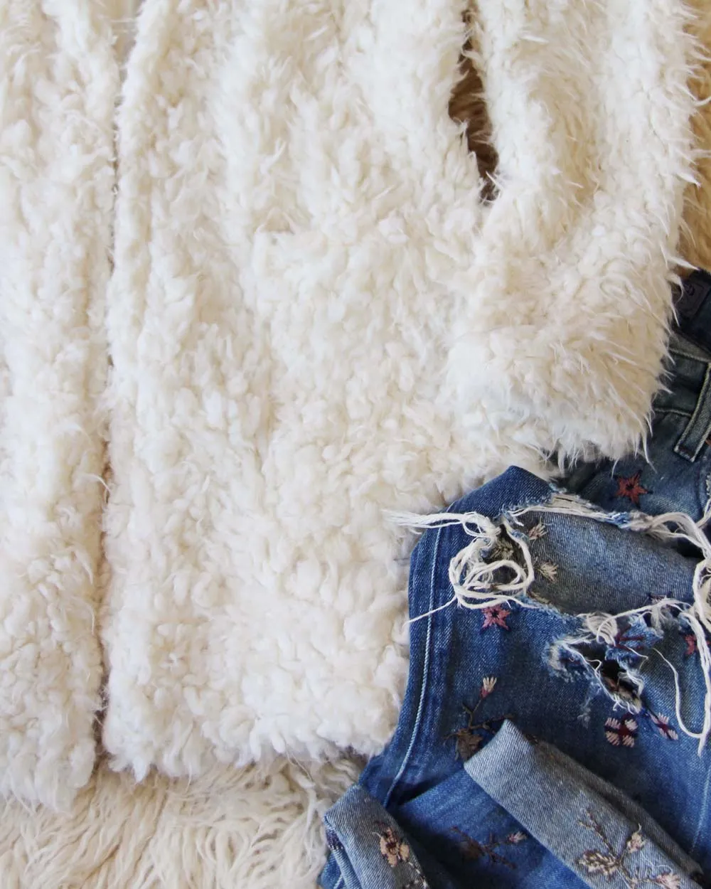 Fireside Shearling Coat in White