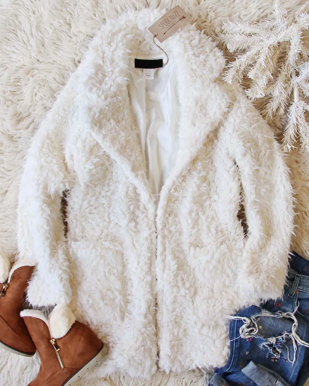 Fireside Shearling Coat in White