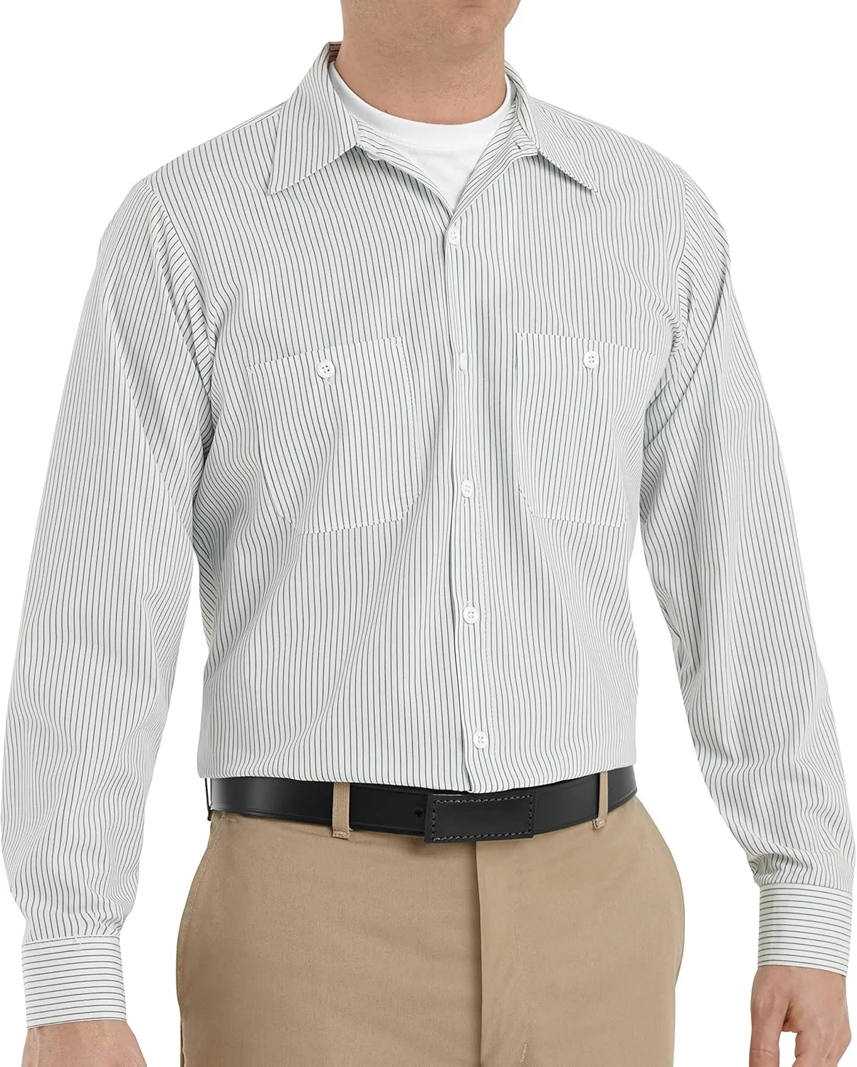 Red Kap Men's Long Sleeve Industrial Stripe Work Shirt