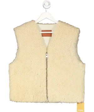 Sandro Cream Sleeveless Shearling Cardigan UK S