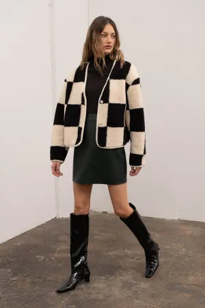 Shearling Grid Check Jacket