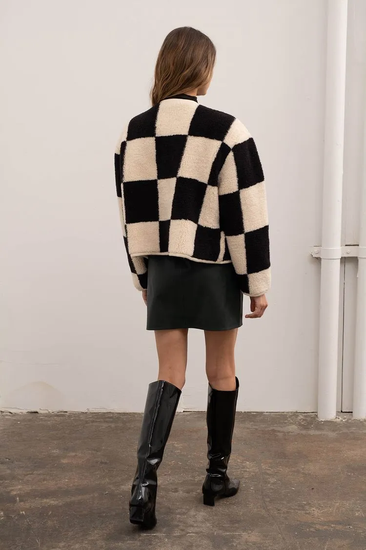 Shearling Grid Check Jacket