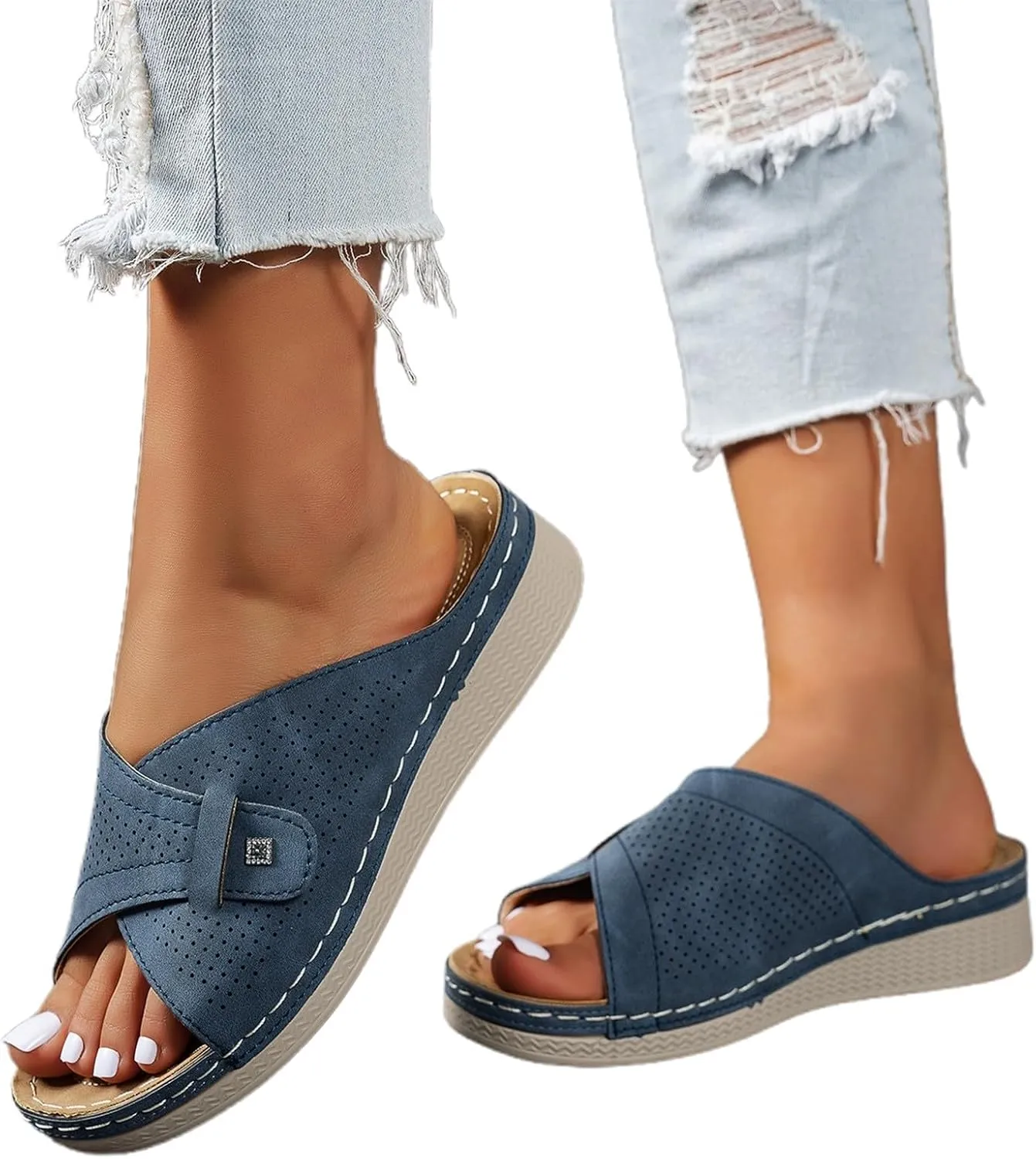 Stylish Women's Sandals Comfortable Summer Slip-On Platform Footwear for Daily Wear Beach Travel Date Outfits