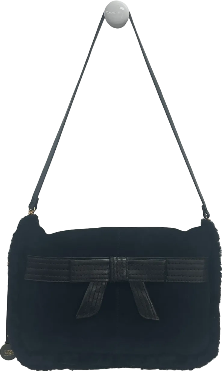 UGG Black Shearling Bow Detail Shoulder Bag