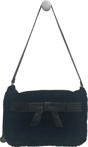 UGG Black Shearling Bow Detail Shoulder Bag