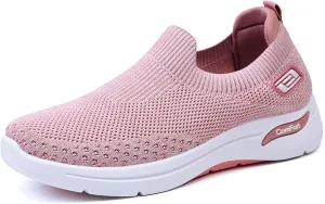 ZWRXW Womens Walking Shoes Orthopedic Slip On Air Cushion Platform Shoes Mesh Up Woven Sock Casual Ladies Fashion Sneakers Lightweight Comfortable Arch Support Sneaker with Arch Support